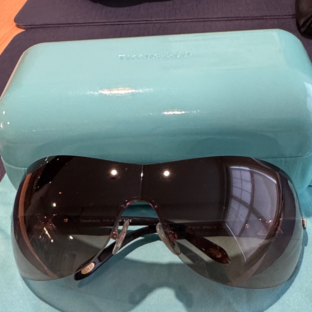 Tiffany & Co. Black and Gold Sunglasses with case